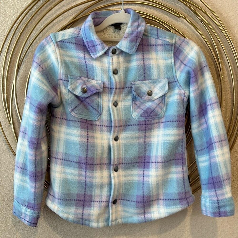 Eddie Bauer Girl's Sherpa Lined Snap Button Closure Fleece Shirt M (10/12)